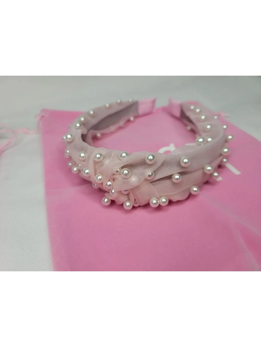Lot of 3 Faux Pearl Jeweled Headband w/Pouch black pink blue by 8 Other Reasons